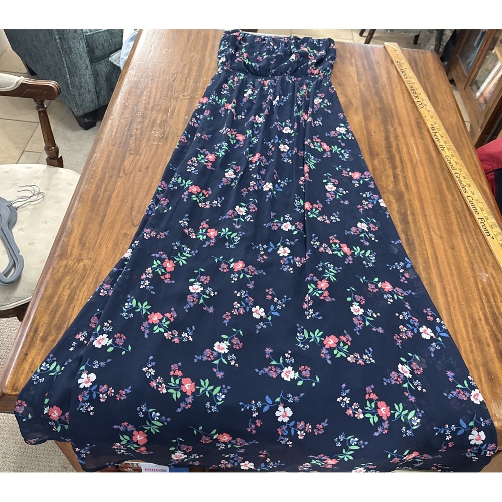 Hollister Summer Strapless Dress Blue Long Maxi Women's Medium